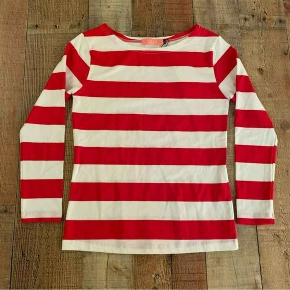 SSLR girls collection red and white striped long sleeve shirt -M